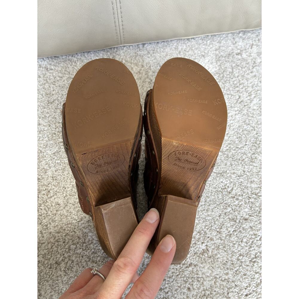 Kork Ease Clog Sandal Charissa Women 8 Platform Leather Cognac Boho Studded - Picture 9 of 11